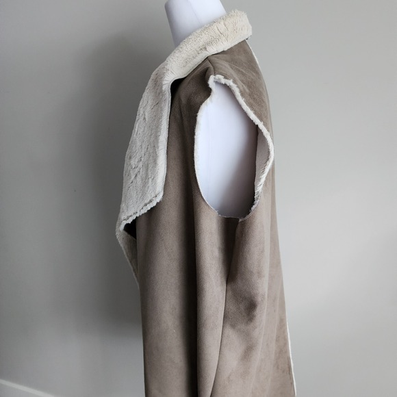 Vegan Suede Vest Womens Large Sherpa‎ Faux Sleeveless Jacket Wrap Boho Ethical - Picture 6 of 16